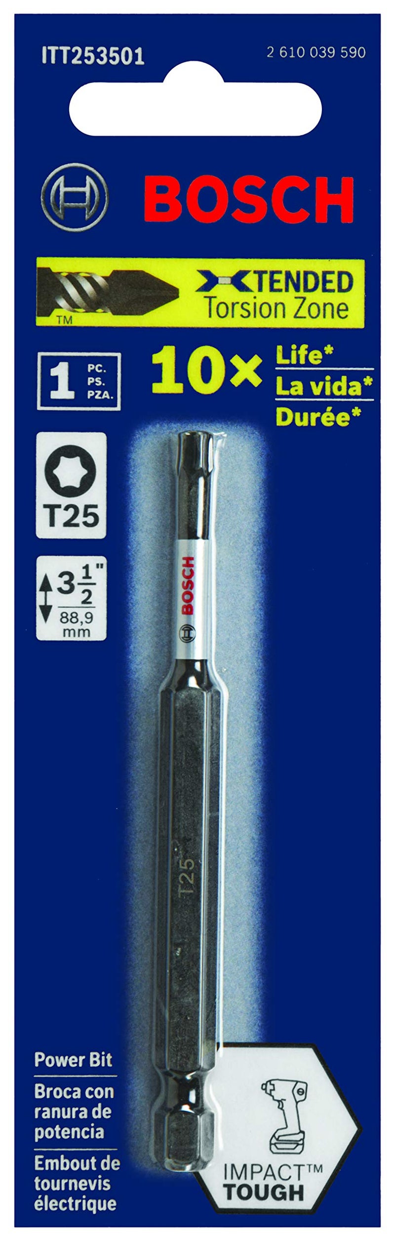 BOSCH ITT253501 1-Piece 3-1/2 In. Torx #25 Impact Tough Screwdriving Power Bit - Image 2